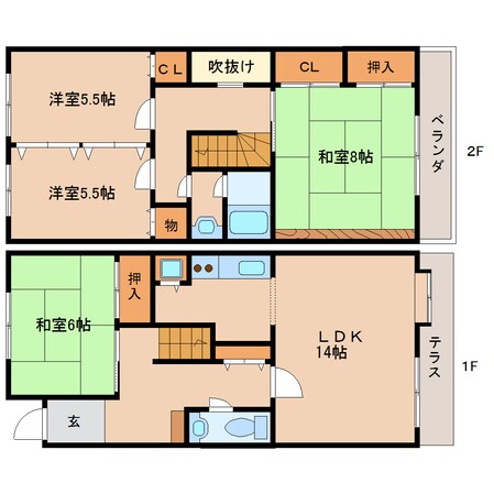 東生駒駅 徒歩17分 1階の物件間取画像